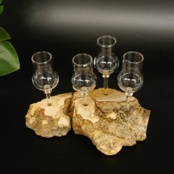 Schnapsanbieter kleine 4 Gläser mit Stiel auf Wurzel Steckglas Set Schnaps Geschenk Neu 27.60.1.63