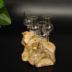 Schnapsanbieter kleine 4 Gläser mit Stiel auf Wurzel Steckglas Set Schnaps Geschenk Neu 27.60.1.63