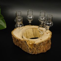 Schnapsanbieter kleine 6 Gläser mit Stiel auf Wurzel Steckglas Set Schnaps Geschenk Neu 27.60.1.64