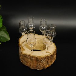 Schnapsanbieter kleine 6 Gläser mit Stiel auf Wurzel Steckglas Set Schnaps Geschenk Neu 27.60.1.64