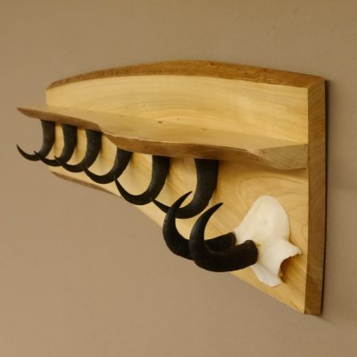 Garderobe mit 6 Gamshaken + Gamsgeweih auf Holzbrett Wandgarderobe Geweih Unikat 27.8.95
