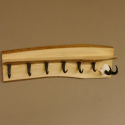 Garderobe mit 6 Gamshaken + Gamsgeweih auf Holzbrett Wandgarderobe Geweih Unikat 27.8.95