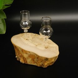 Schnapsanbieter kleine 2 Gläser mit Stiel auf Wurzel Steckglas Set Schnaps Geschenk Neu 27.60.1.76