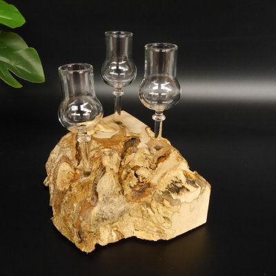 Schnapsanbieter kleine 3 Gläser mit Stiel auf Wurzel Steckglas Set Schnaps Geschenk Neu 27.60.1.78