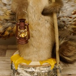 Wolpertinger Wolpi Präparat Rehgeweih Stock Flügel Laterne hellgrüne Augen Höhe 42 cm Fabelwesen Gaudi Geschenk