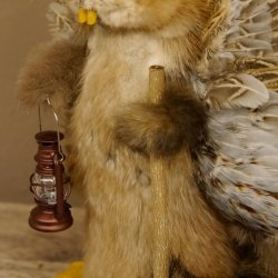 Wolpertinger Wolpi Präparat Rehgeweih Stock Flügel Laterne hellgrüne Augen Höhe 42 cm Fabelwesen Gaudi Geschenk