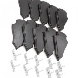 Trophäenschilder Reh 10 Stück Spitz AF19x11 in dunkel + Montageklammer GTKv50.58-10+K