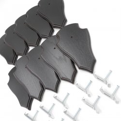 Trophäenschilder Reh 10 Stück Spitz AF19x11 in dunkel + Montageklammer GTKv50.58-10+K