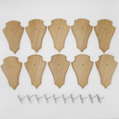 Trophäenschilder Reh 10 Stück Spitz AF 21 cm x 13 cm Eiche hell + Montageklammer GTKv50.73-10+K