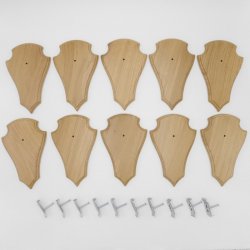 Trophäenschilder Reh 10 Stück Spitz AF 21 cm x 13 cm Eiche hell + Montageklammer GTKv50.73-10+K