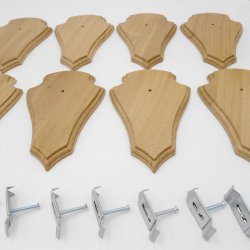 Trophäenschilder Reh 10 Stück Spitz AF 21 cm x 13 cm Eiche hell + Montageklammer GTKv50.73-10+K