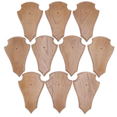 Trophäenschilder Reh 10 Stück Spitz AF 21 cm x 13 cm Eiche braun ohne Montageklammer GTKv50.84-10