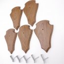 Trophäenschilder Reh 5 Stück Spitz AF 21 cm x 13 cm Eiche braun + Montageklammer GTKv50.84-5+K