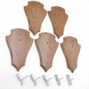 Trophäenschilder Reh 5 Stück Spitz AF 21 cm x 13 cm Eiche braun + Montageklammer GTKv50.84-5+K