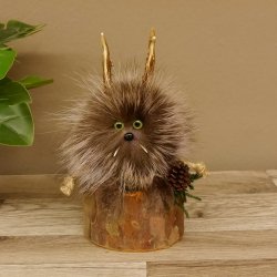 Wolpertinger Wolpi Preparado taxidermia Mini piña Piña ojos verdes Altura 23 cm 86.1.2.59
