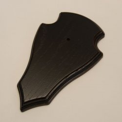 1 Stück Reh Trophäenschild Spitz klein Eiche dunkel AF 19 cm x 11 cm mit 1 Kieferfach