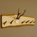 Geweih Garderobe mit 6 Haken aus Hirschspitzen auf Holzbrett Rehgeweih Wandgarderobe Unikat 27.8.99