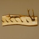 Geweih Garderobe mit 6 Haken aus Hirschspitzen auf Holzbrett Rehgeweih 2x Rehstangen Wandgarderobe Unikat 27.8.102
