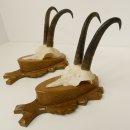 2 Stück Gamsgeweihe Gemse Geweihe auf Trophäenschilder SL max. 20,6 cm 47.174