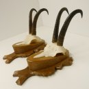 2 Stück Gamsgeweihe Gemse Geweihe auf Trophäenschilder SL max. 20,6 cm 47.174