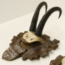 3 Stück Gamsgeweihe Gemse Geweihe auf geschnitzten Trophäenschilder SL max. bis 23,7 cm 47.201