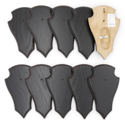 Trophäenschilder Reh 10 Stück Spitz AF 19x11 mit 1 Kieferfach Eiche dunkel ohne Montageklammer GTKv50.63/1KF-10