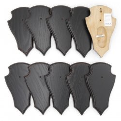 Trophäenschilder Reh 10 Stück Spitz AF 19x11 mit 1 Kieferfach Eiche dunkel ohne Montageklammer GTKv50.63/1KF-10