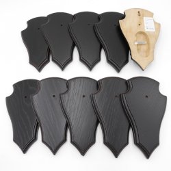 Trophäenschilder Reh 10 Stück Spitz AF 19x11 mit 1 Kieferfach Eiche dunkel ohne Montageklammer GTKv50.63/1KF-10