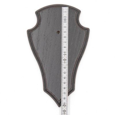 Trophäenschilder Reh 10 Stück Spitz AF 19x11 mit 1 Kieferfach Eiche dunkel + Montageklammer GTKv50.63/1KF-10+K