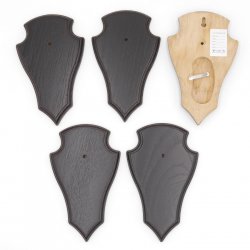Trophäenschilder Reh 5 Stück Spitz AF 19x11 mit 1 Kieferfach Eiche dunkel ohne Montageklammer GTKv50.63/1KF-5