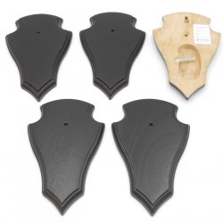 Trophäenschilder Reh 5 Stück Spitz AF 19x11 mit 1 Kieferfach Eiche dunkel ohne Montageklammer GTKv50.63/1KF-5