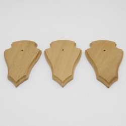 Trophäenschilder Reh 3 Stück Spitz AF 19x11 mit 1 Kieferfach Eiche hell ohne Montageklammer GTKv50.72/1KF-3