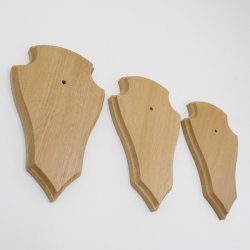 Trophäenschilder Reh 3 Stück Spitz AF 19x11 mit 1 Kieferfach Eiche hell ohne Montageklammer GTKv50.72/1KF-3