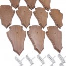 Trophäenschilder Reh 10 Stück Spitz AF 19x11 mit 1 Kieferfach Eiche braun + Montageklammer GTKv50.81/1KF-10+K