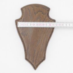 Trophäenschilder Reh 10 Stück Spitz AF 19x11 mit 1 Kieferfach Eiche braun + Montageklammer GTKv50.81/1KF-10+K