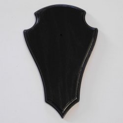 1 stuk hert trofeeplaat AF 21 x 13 cm puntig groot in donker eiken met 1 kaakvak