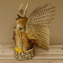 Wolpertinger Wolpi groß Bisam Präparat gelbe Augen mit Flügel Geweih Stock Laterne Höhe 36 cm Fabelwesen Gaudi Geschenk 86.14.10