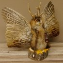 Wolpertinger Wolpi groß Bisam Präparat orange Augen mit Flügel Geweih Stock Laterne Höhe 38 cm Fabelwesen Gaudi Geschenk 86.14.13