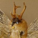 Wolpertinger Wolpi groß Bisam Präparat hellblaue Augen mit Flügel Geweih Stock Laterne Höhe 36 cm Fabelwesen Gaudi Geschenk 86.14.9