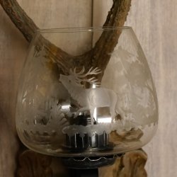 Wandlampe 1 flammig geschnitztes Schild mit Sika Stange Lampe Leuchte Lampenschirm