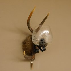 Wandlampe 1 flammig geschnitztes Schild mit Sika Stange Lampe Leuchte Lampenschirm