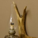 Wandlampe 1 flammig Elchstange Petroleum Optik Stange Lampe Leuchte Wand Elch Geweih