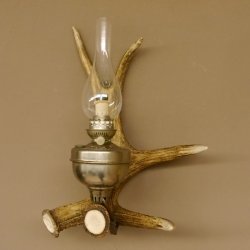 Wandlampe 1 flammig Elchstange Petroleum Optik Stange Lampe Leuchte Wand Elch Geweih