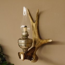 Wandlampe 1 flammig Elchstange Petroleum Optik Stange Lampe Leuchte Wand Elch Geweih