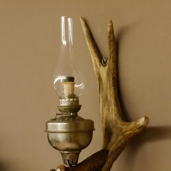 Wandlampe 1 flammig Elchstange Petroleum Optik Stange Lampe Leuchte Wand Elch Geweih