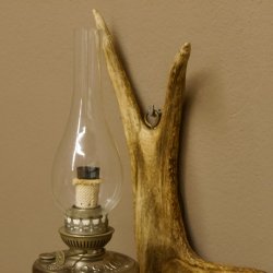 Wandlampe 1 flammig Elchstange Petroleum Optik Stange Lampe Leuchte Wand Elch Geweih