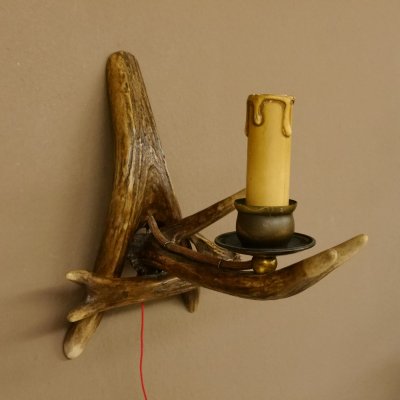 Wandlampe Geweih 1 flammig Rothirschstange Rehstange Stange Lampe Leuchte Wand