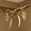 Lampe Deckenlampe Rothirschstangen Stangen Lampen Leuchte 2 - flammig Lampenschirm