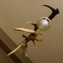 Lampe Deckenlampe Rothirschstangen Stangen Lampen Leuchte 2 - flammig Lampenschirm