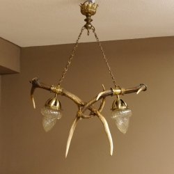 Lampe Deckenlampe Rothirschstangen Stangen Lampen Leuchte 2 - flammig Lampenschirm